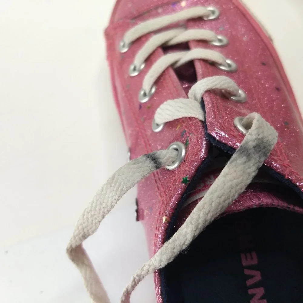 pink Sparkle Galaxy Glitter Star Converse Size US 2 Youth Girls Fun Colorful